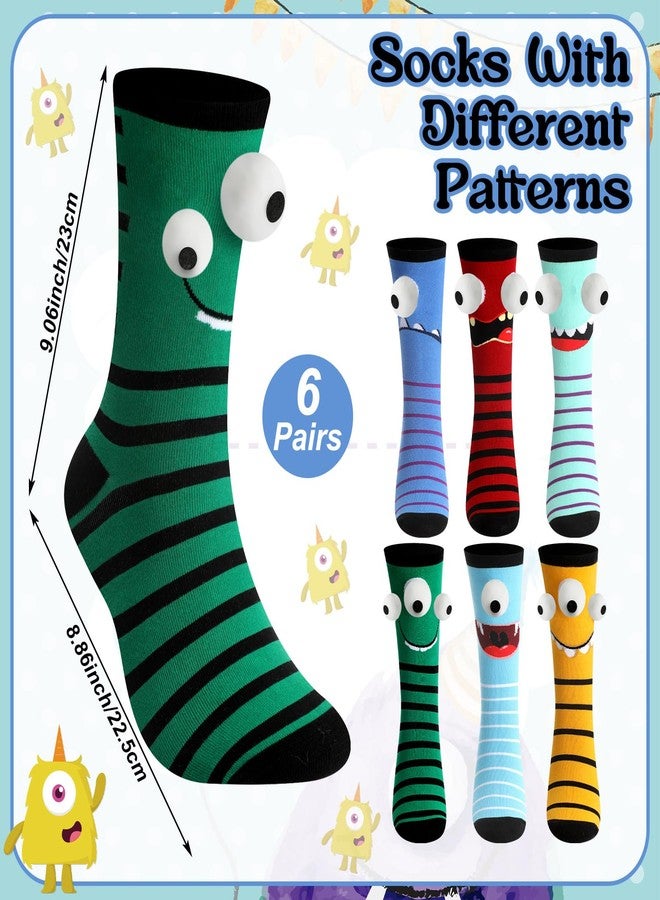 Chicingyou 6 Pairs Novelty Silly Socks, Funny 3D Eyes Monster Socks, Novelty Crazy Silly Stockings, 3D Print Wacky Christmas Birthday Gifts for Men Women Friends - Image 2